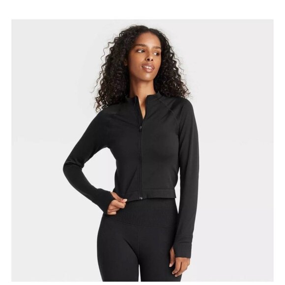 Women's Seamless Fitted Full Zip Jacket - JoyLab Crop Workout Gym Activewear S - Picture 1 of 11